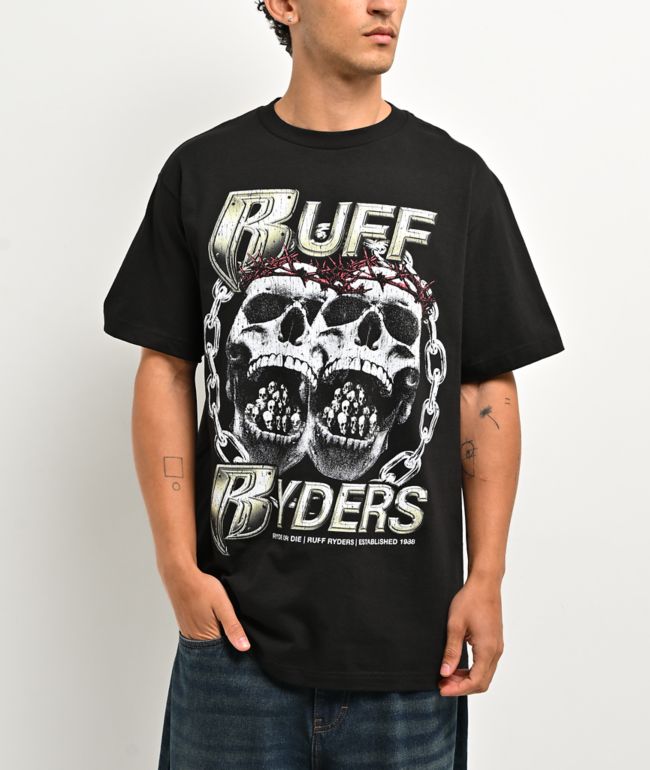 Ruff Ryders Skull And Bones Black T-Shirt - Ruff Ryders