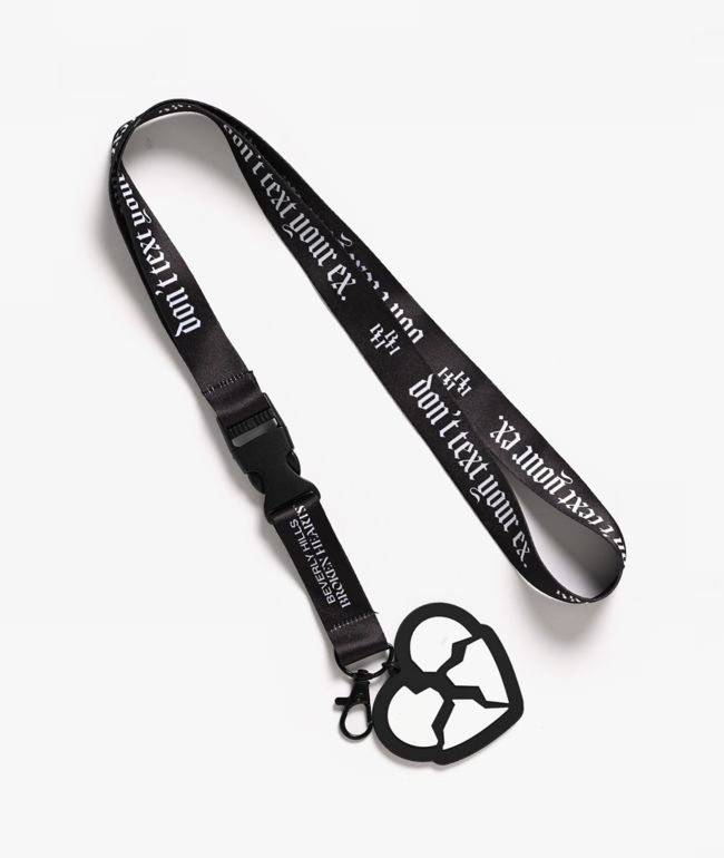 Beverly Hills Broken Hearts Don't Text Black Lanyard - Beverly Hills Broken Hearts
