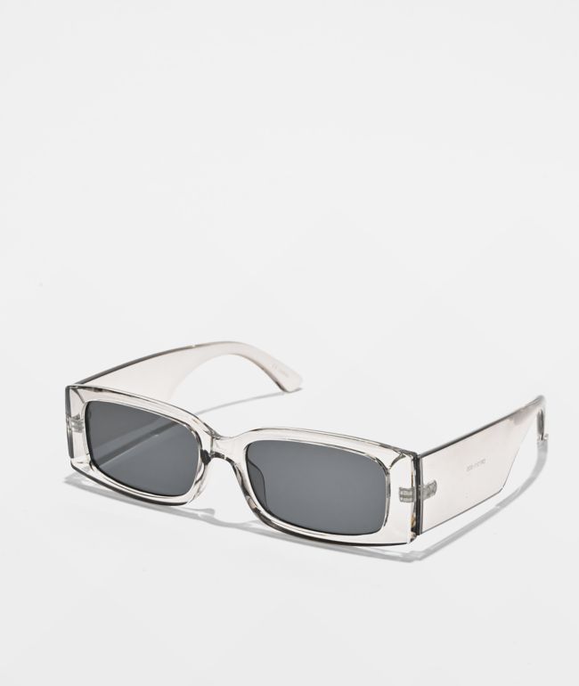 Smoke Lens Rectangle Grey Sunglasses - Eyeking