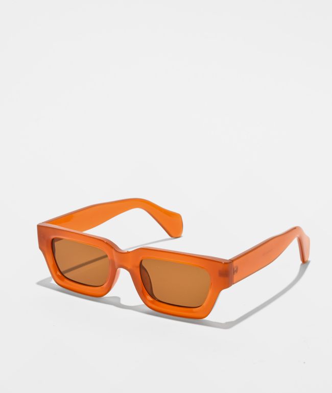 Chunky Rectangle Orange Sunglasses - Eyeking