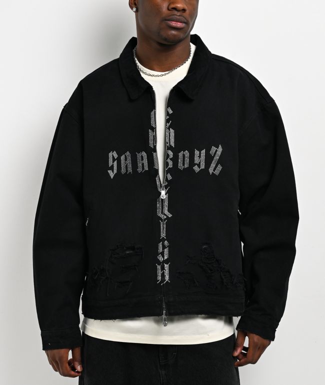 $AD BOYZ  x Embellish Cross Black Work Jacket - SAD BOYZ