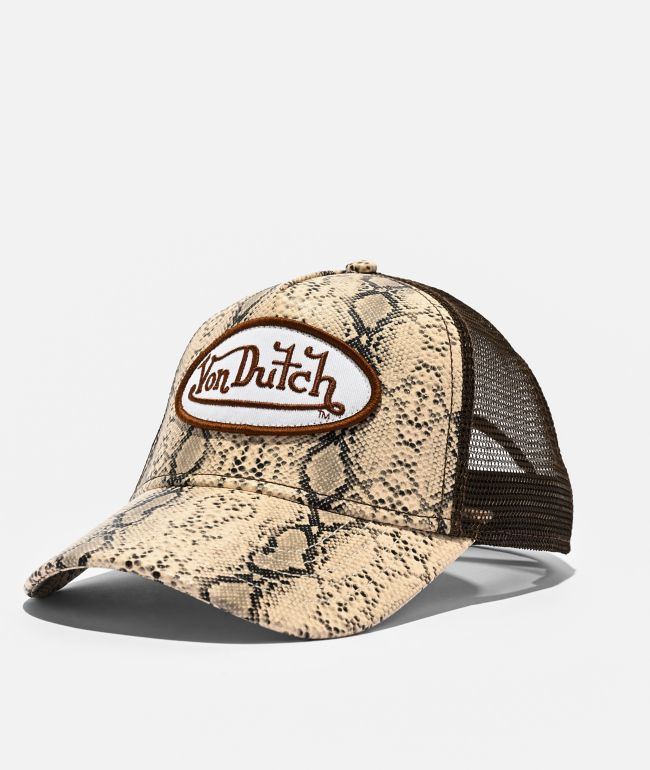 Von Dutch Vanimal Snakeskin Brown Trucker Hat - Von Dutch