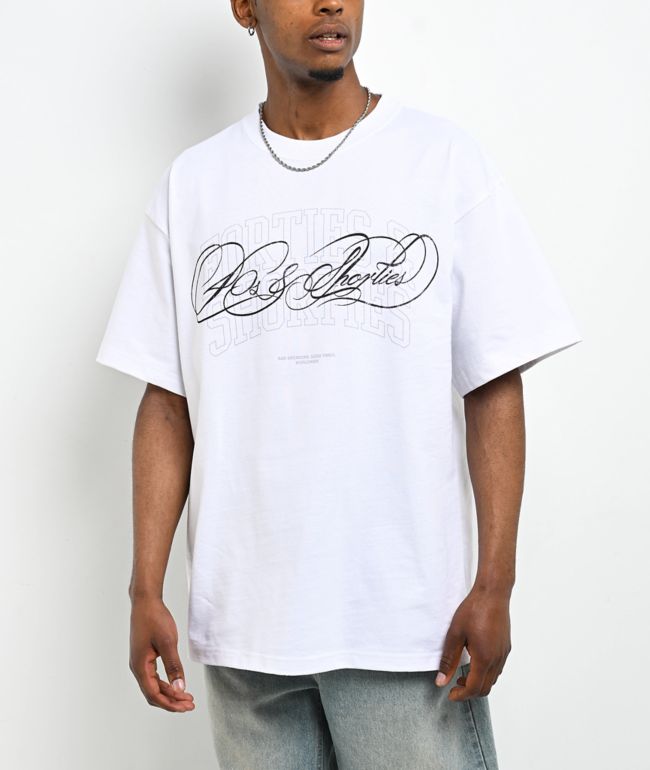 40s & Shorties Collegiate Script White T-Shirt - 40s & Shorties