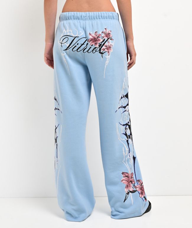Vitriol Myla Blue Wash Wide Leg Sweatpants - Vitriol