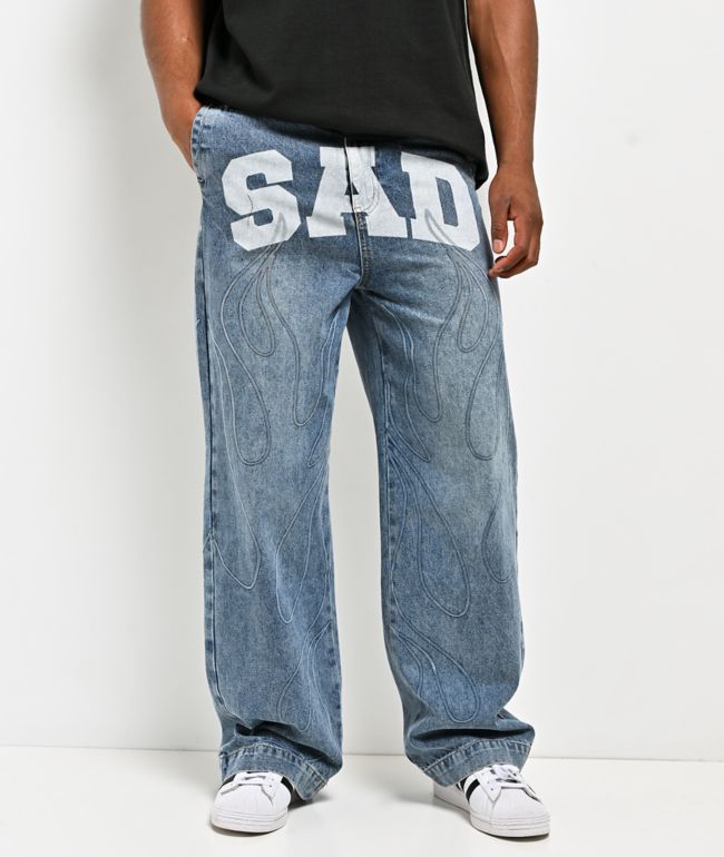 $AD BOYZ by Junior H Denim Blue Baggy Jeans - SAD BOYZ