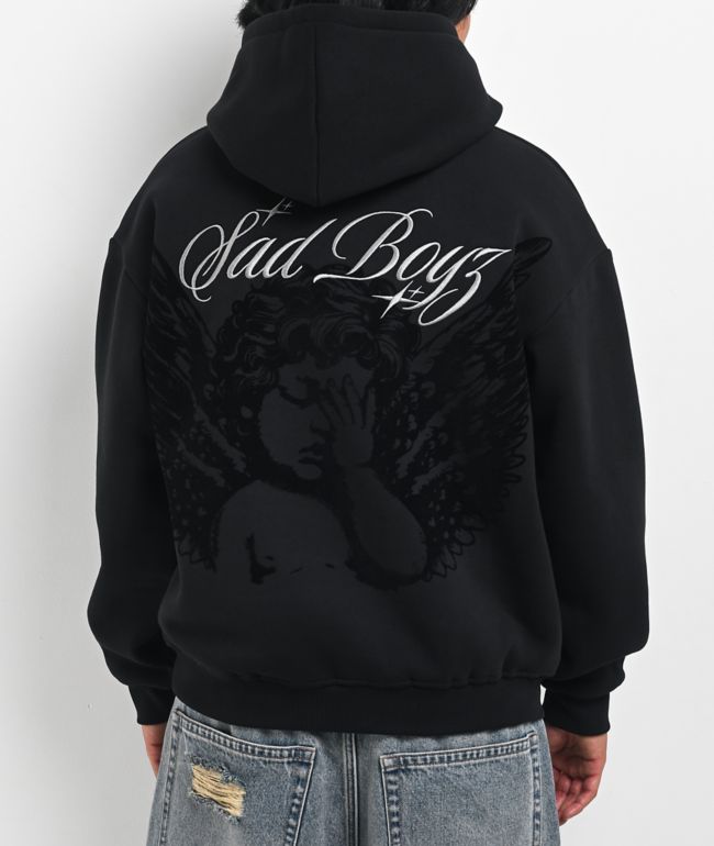 $AD BOYZ by Junior H 3M Embroidered Black Hoodie - SAD BOYZ