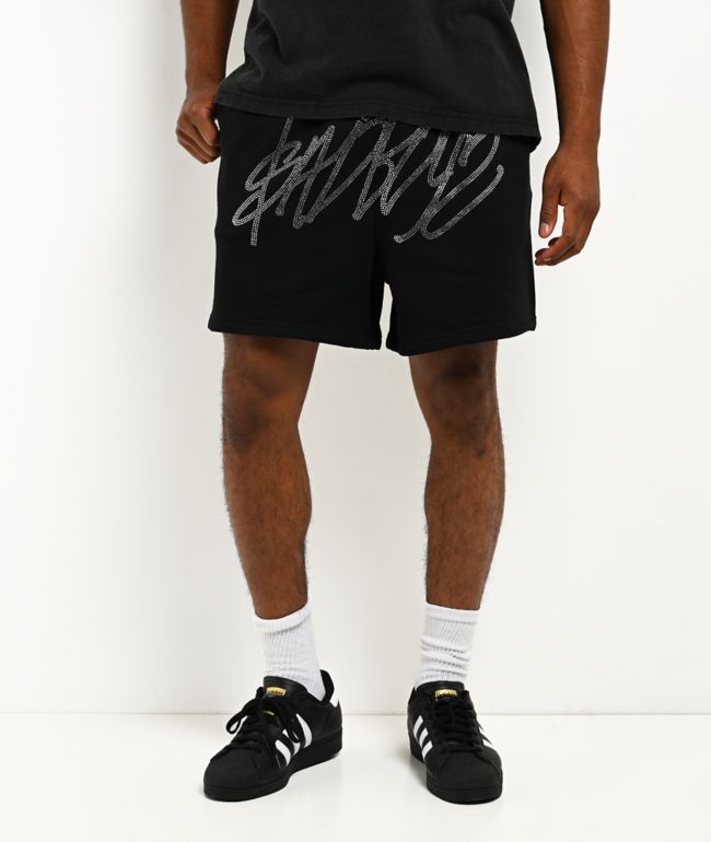 $AD BOYZ by Junior H Rhinestone Black Sweat Shorts - SAD BOYZ