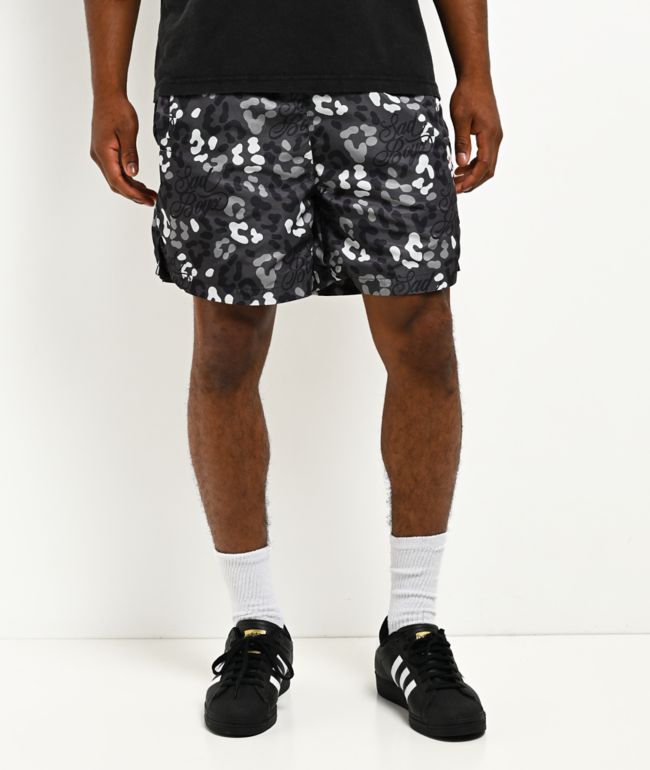 $AD BOYZ by Junior H Jungle Black Mesh Shorts - SAD BOYZ