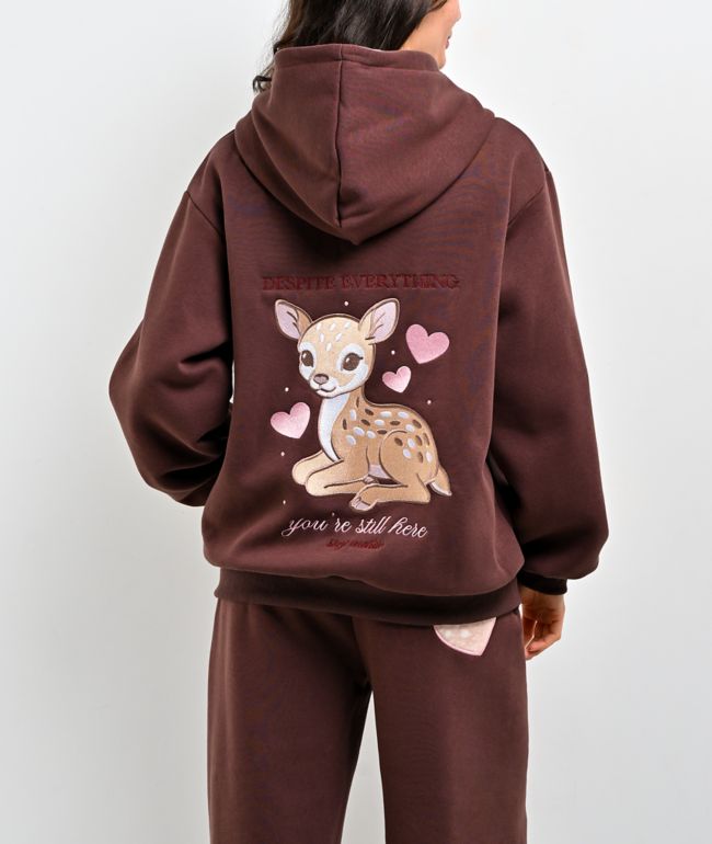 Happy Camp3r Fawn Love Brown Zip Hoodie - Happy Camp3r