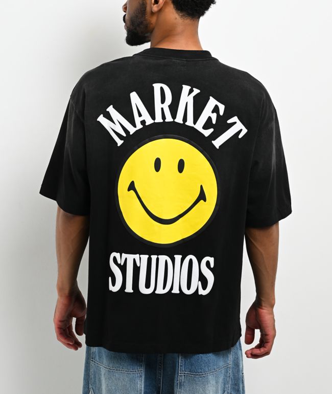 Market Studios Smiley Lockup Black T-Shirt - Market Studios