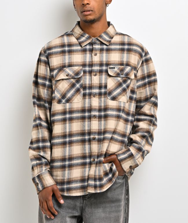Brixton Bowery Cream Flannel Shirt - Brixton