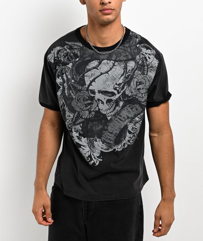 Insomnia Visuals Thorns Black Wash Ringer T-Shirt - Insomnia Visuals