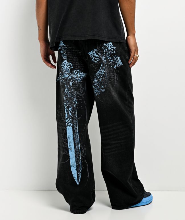 Insomnia Visuals Blade Black Wash Loose Fit Jeans - Insomnia Visuals
