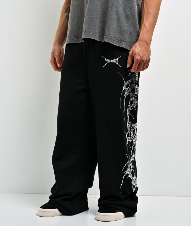 Insomnia Visuals Thorns Rhinestone Black Sweatpants - Insomnia Visuals