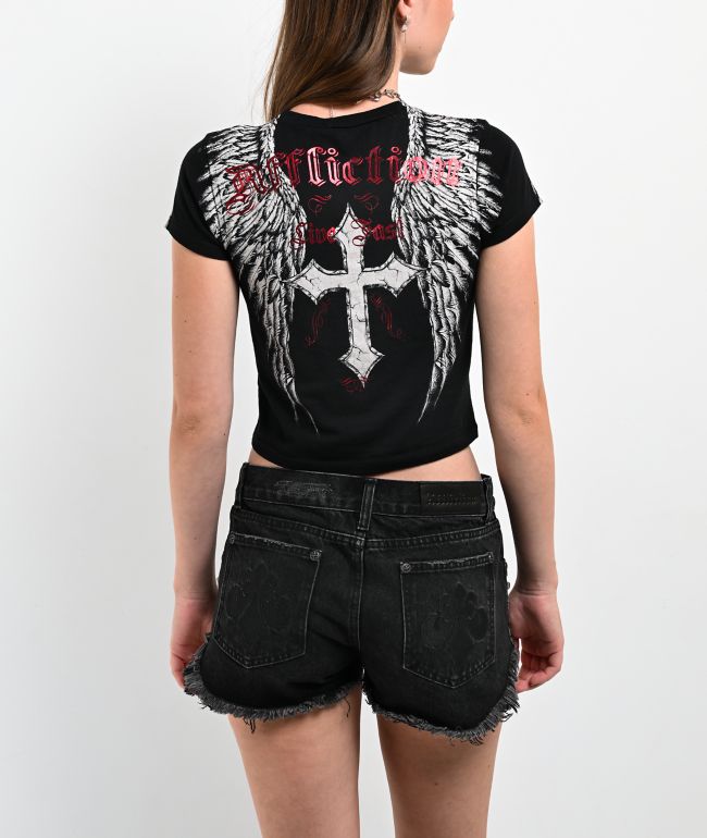 Affliction Imperial Life Black Crop T-Shirt - Affliction