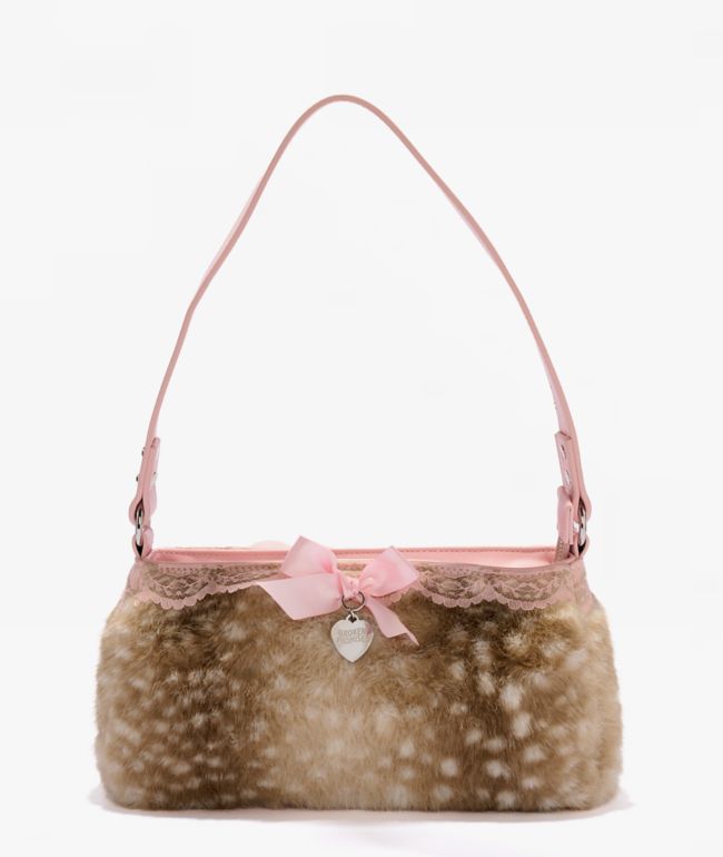 Broken Promises Deerly Beloved Brown Faux Fur Shoulder Bag - Broken Promises