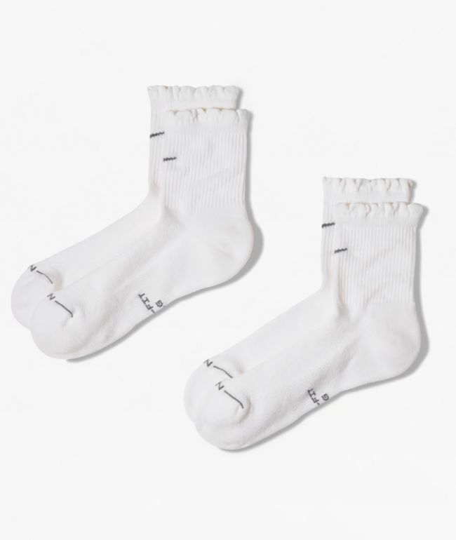 Nike Everyday Elevated White 2 Pack Quarter Crew Socks - Nike