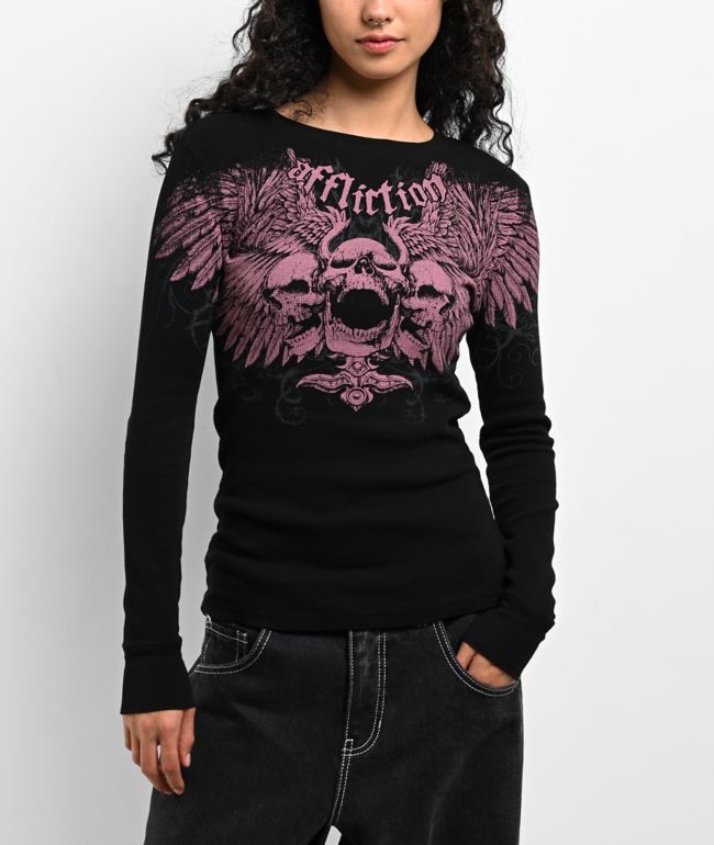 Affliction Desperation Black Thermal Long Sleeve T-Shirt - Affliction