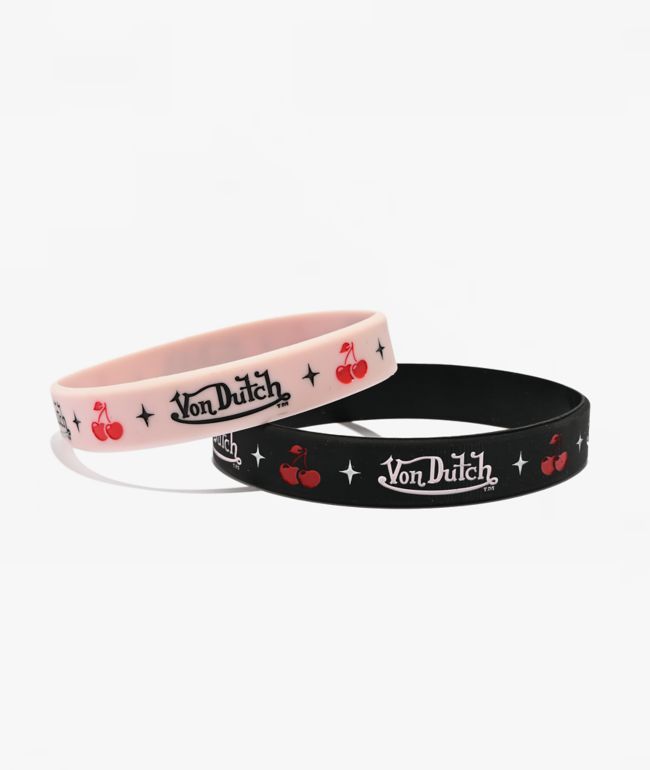 Von Dutch Cherries Black & Pink 2 Pack Bracelets - Von Dutch
