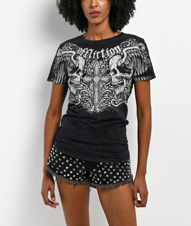 Affliction Keeper Black Wash Cutout T-Shirt - Affliction