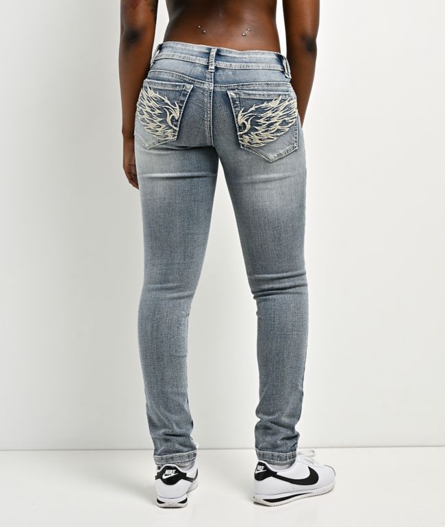 Ninth Hall Amiyah Light Wash Low Rise Skinny Jeans - Ninth Hall