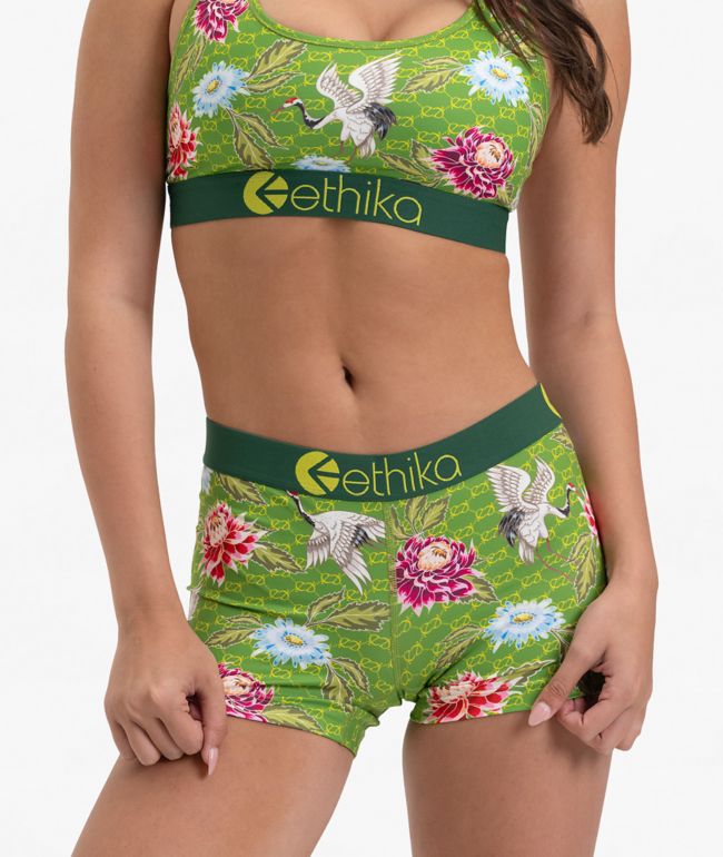 Ethika Crane Heritage Green Boyshort Underwear - Ethika