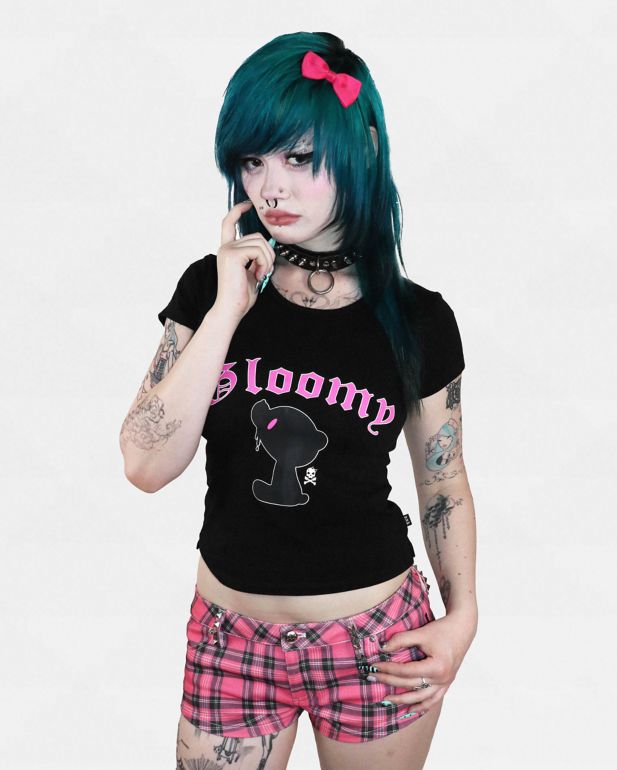 Punx N Kisses x Gloomy Bear Doomed Black Crop T-Shirt - Punx N Kisses