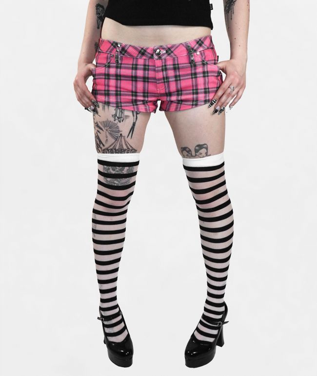 Punx N Kisses x Gloomy Bear Valerie Pink Plaid Shorts - Punx N Kisses