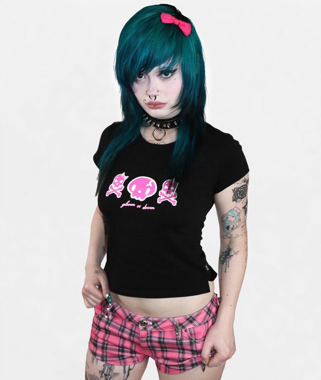 Punx N Kisses x Gloomy Bear Gloom N’Doom Black Crop T-Shirt - Punx N Kisses