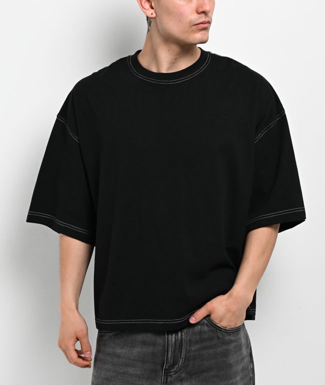 ITA Titan Black Contrast Stitch Oversized T-Shirt - ITA