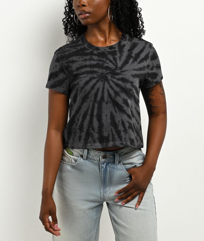ITA Veyda Tie-Dye Black Crop T-Shirt - ITA