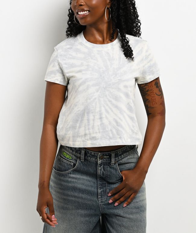 ITA Veyda Tie-Dye Grey & White Crop T-Shirt - ITA
