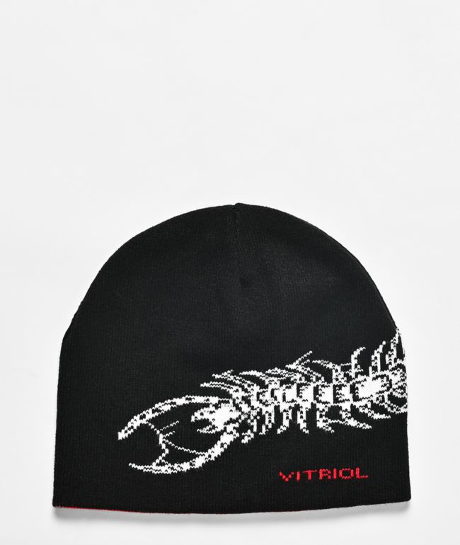 Vitriol Crawl Black & Red Reversible Skully Beanie - Vitriol
