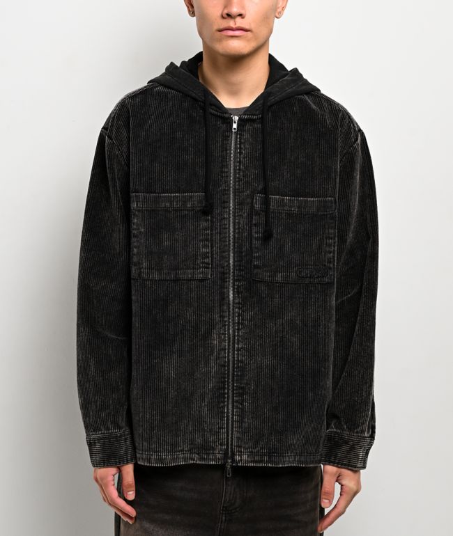 Empyre Black Wash Corduroy Zip Hoodie - Empyre