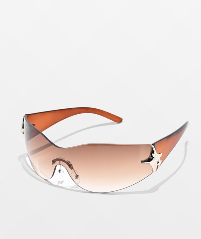 Y2K Oversized Diamond Brown Sunglasses - I SEA