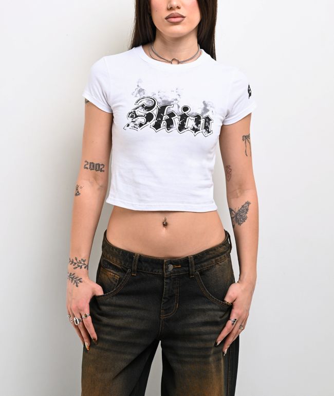 Skin Industries Smokey White Crop T-Shirt - Skin Industries