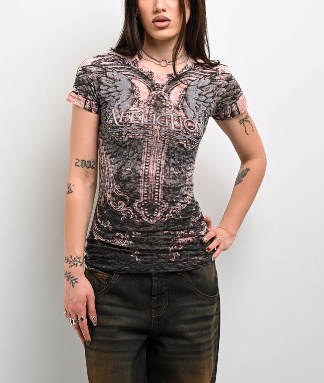 Affliction Isabella Black Burnout T-Shirt - Affliction