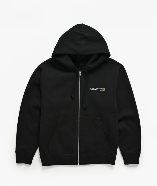 Midnight Organic Citrus Black Zip Hoodie - Midnight Organic