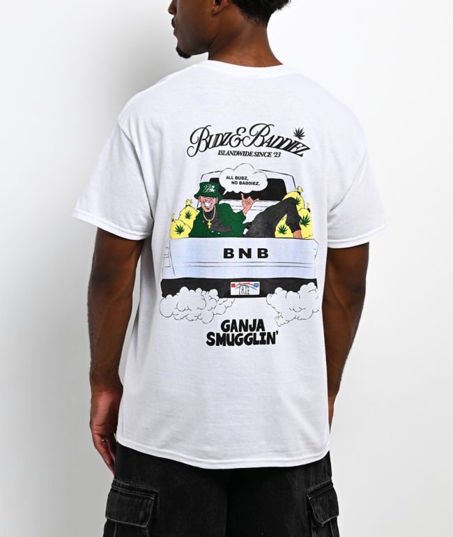 Budz & Baddiez Ganja Smuggler White T-Shirt - BUDZ&BADDIEZ