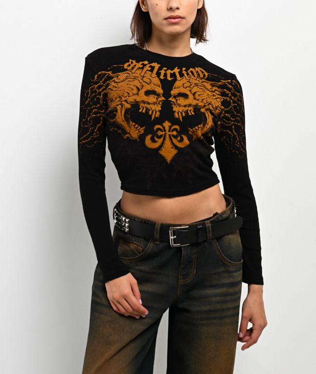 Affliction Screaming Roots Black Long Sleeve Thermal T-Shirt - Affliction