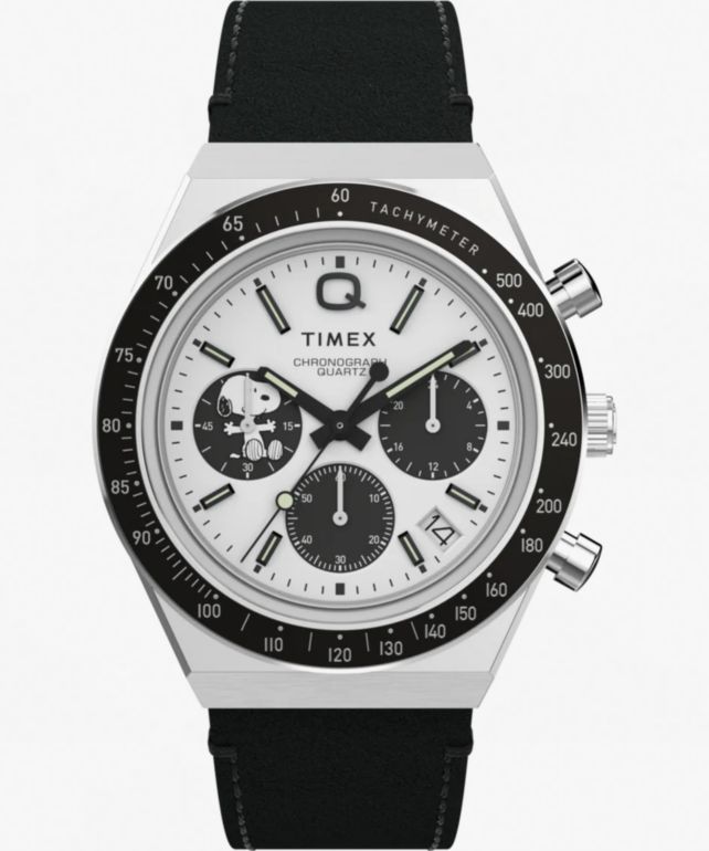 TIMEX x Peanuts Q Chrono Snoopy Silver & Black Analog Watch - Timex