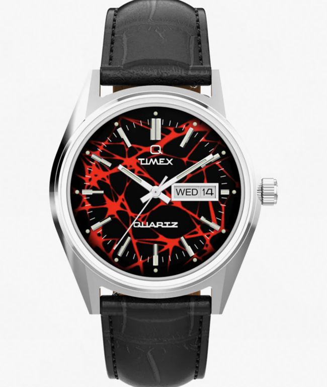 Timex Vega Reissue Black Crocodile & Red Analog Watch - Timex