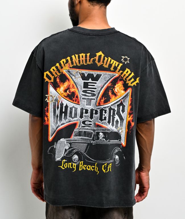 West Coast Choppers Original Outlaw Black Wash T-Shirt - West Coast Choppers