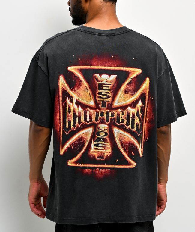 West Coast Choppers Logo Artifact Black Wash T-Shirt - West Coast Choppers