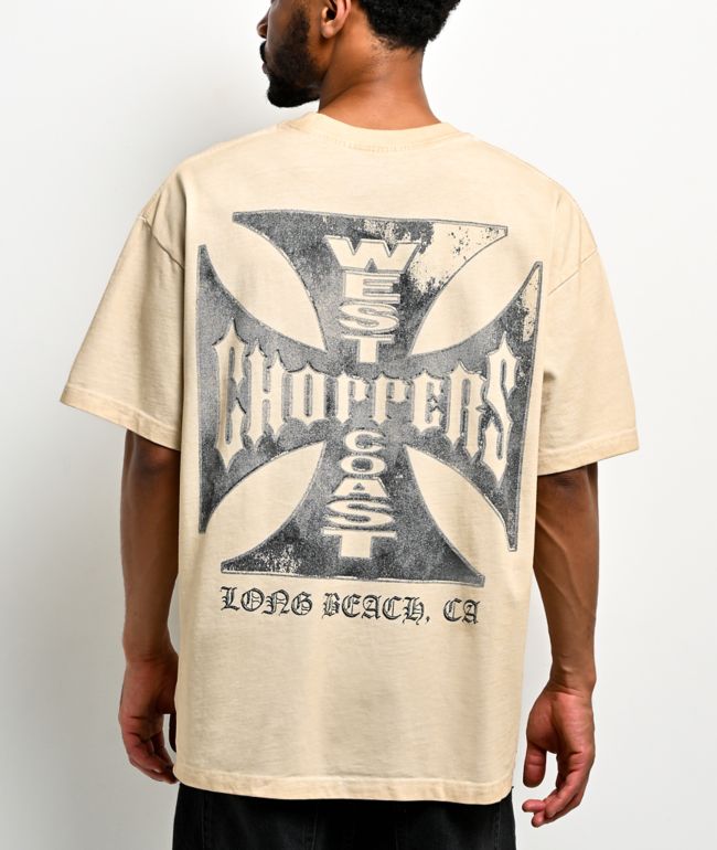 West Coast Choppers Silver To White Natural Wash T-Shirt - West Coast Choppers