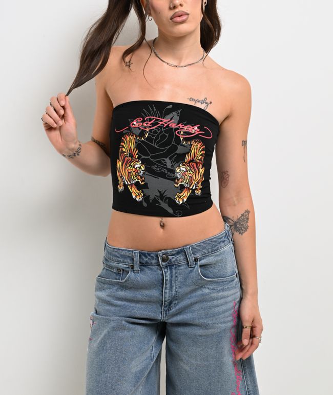 Ed Hardy Tigers Black Tube Top - Ed Hardy