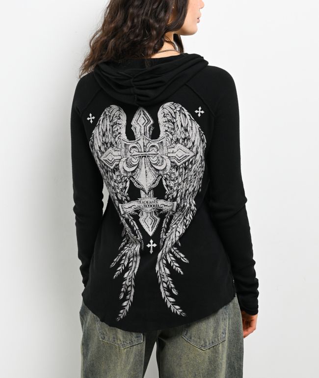 Affliction Simulation Black Thermal Button Up Hoodie - Affliction