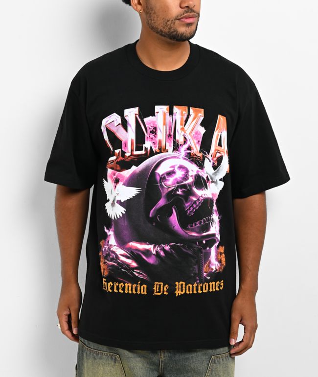 Clika by Herencia de Patrones Doves Black T-Shirt - CLIKA by Herencia De Patrones