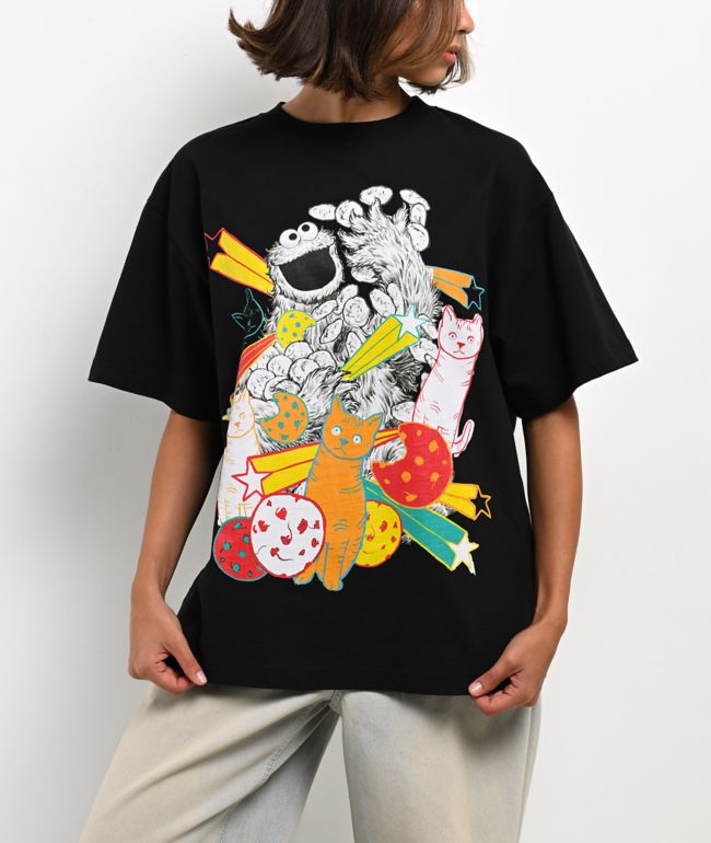 Sesame Street Cookie Monster Hyper Real Black T-Shirt - Sesame Street
