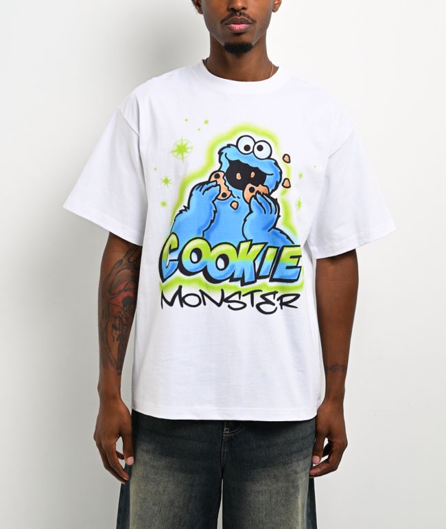 Sesame Street Cookie Monster Airbrush White T-Shirt - 